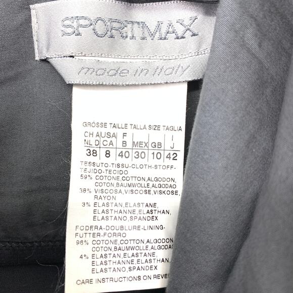 SPORTMAX Dress Women's Size 8 Fitted V Neck Sheath Sleeveless Solid Dark Gray - Picture 6 of 6